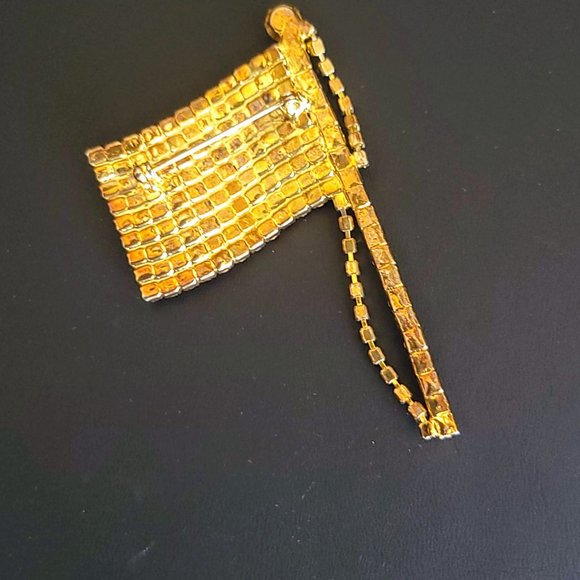 Vintage Red, White & Blue Rhinestone Flag Pin Brooch - Picture 6 of 6